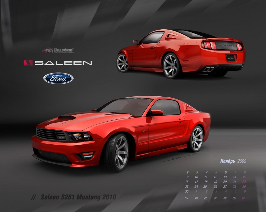 Авто обои Ford Календарь Ноябрь 2009 - Saleen S281 Mustang 2010